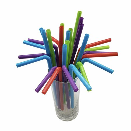 Kolorae Assorted Plastic Flexible Drinking Straws KOL-0029